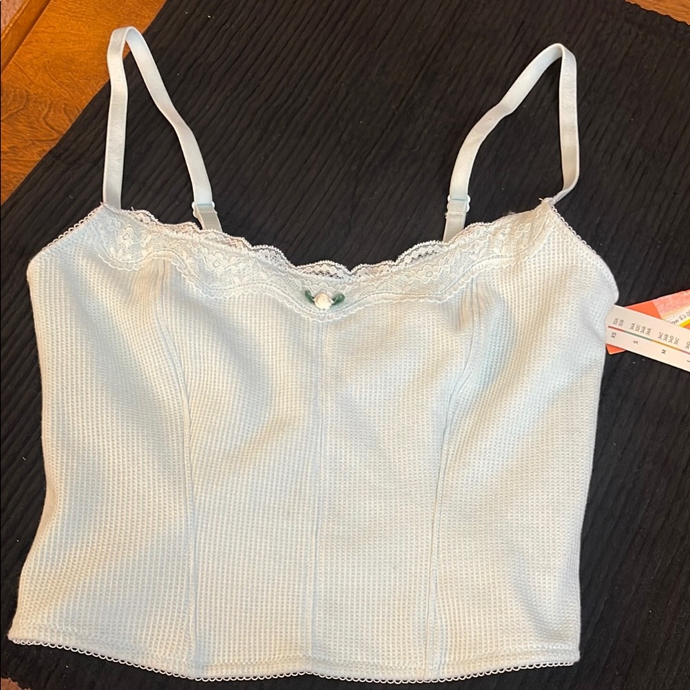 Elegant Light Blue Lace Camisole